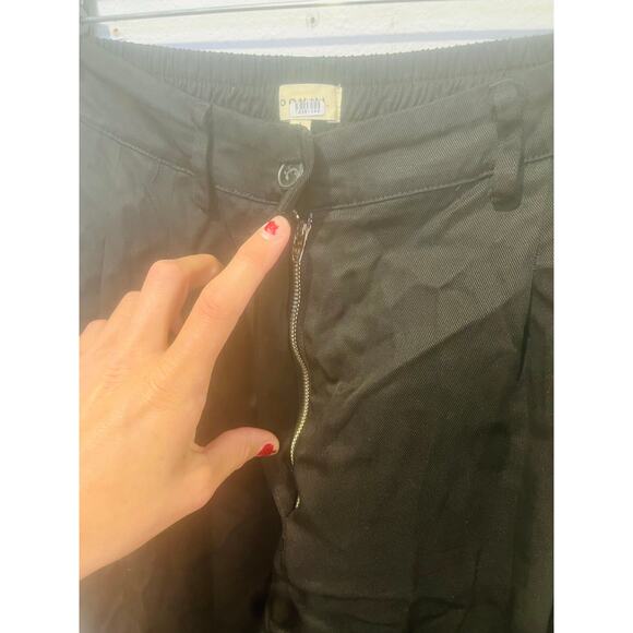 DONNI Women's Black Twill Pleated Button Front Zip Up Closure Pants Size Large - Picture 6 of 15